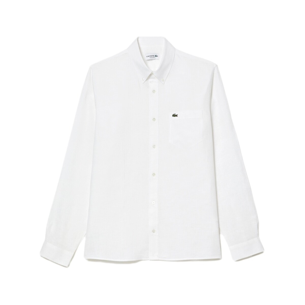 Textil Homem Camisas mangas comprida Lacoste Camisa Casual Linho - Blanc Branco