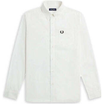 Textil Homem Camisas mangas comprida Fred Perry M5650-129-1-1 Branco