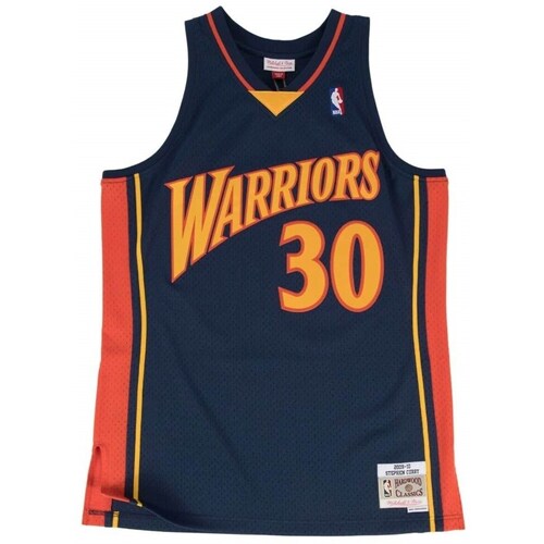 Textil Homem Tops sem mangas Mitchell And Ness Nba Golden State Warriors Steph Curry 0910 Swingman Azul marinho, Preto