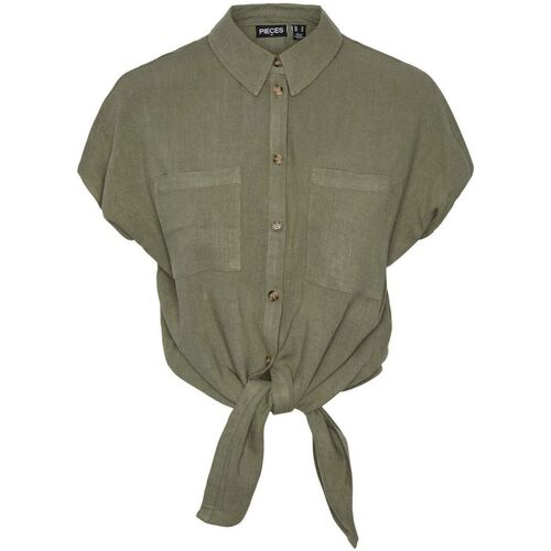 Textil Mulher camisas Pieces 17124357 VINSTY-DEPP LICHEN GREEN Verde