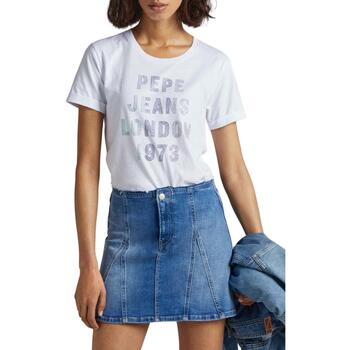 Textil Mulher scalloped floral-lace shorts Pepe jeans  Branco