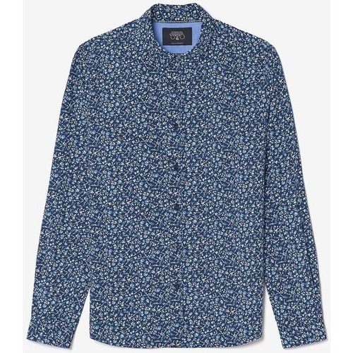 Textil Homem Camisas mangas comprida Franjas / Pompons Camisa NOBEL Azul