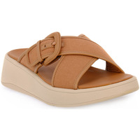 Sapatos Mulher Chinelos FitFlop F MODE BUCKLE CANVAS PLATFORM Bege
