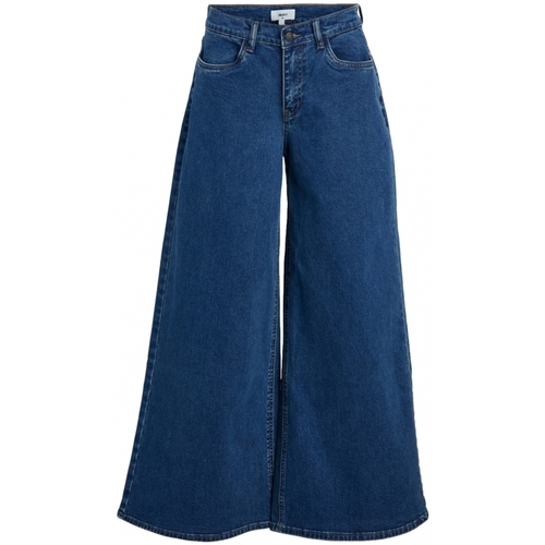 Textil Mulher Calças Object Top Victoria S/s - Marine Blue Denim Azul