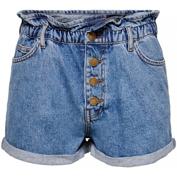 Textil Mulher Shorts / Bermudas Only Calções Cuba Paperbag - Medium Blue Denim Azul