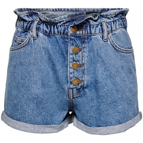 Textil Mulher Shorts / Bermudas Only Calções Cuba Paperbag - Medium Blue Denim Azul