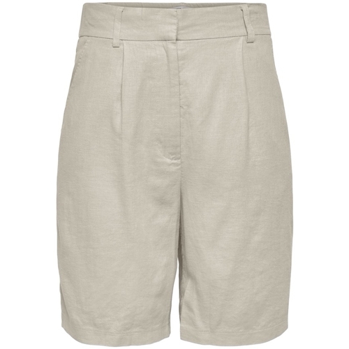 Textil Mulher Shorts / Bermudas Only Calções Caro HW Long - Silver Lining Bege