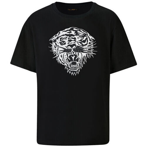 Textil Homem T-Shirt mangas curtas Ed Hardy Tiger glow tape crop tank top black Preto