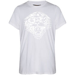 Textil Homem T-Shirt mangas curtas Ed Hardy Tiger glow tape crop tank top white Branco