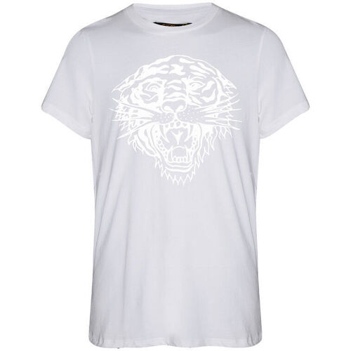 Textil Homem T-shirt Angels mangas curtas Ed Hardy Tiger glow tape crop tank top white Branco