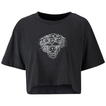 Textil Homem T-Shirt mangas curtas Ed Hardy Tiger glow crop top black Preto