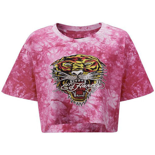 Textil Mulher Shirt In Rose-pink Cotton Ed Hardy Los tigre grop top hot pink Rosa