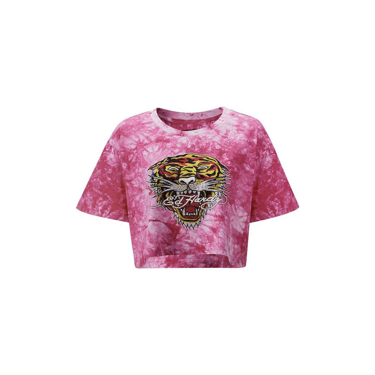 Textil Mulher T-shirts e Pólos Ed Hardy Los tigre grop top hot pink Rosa