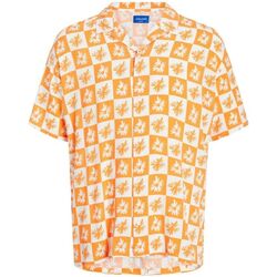 Textil Homem Camisas mangas comprida Jack & Jones 12241163 RESORT-DARK CHEDDAR Branco