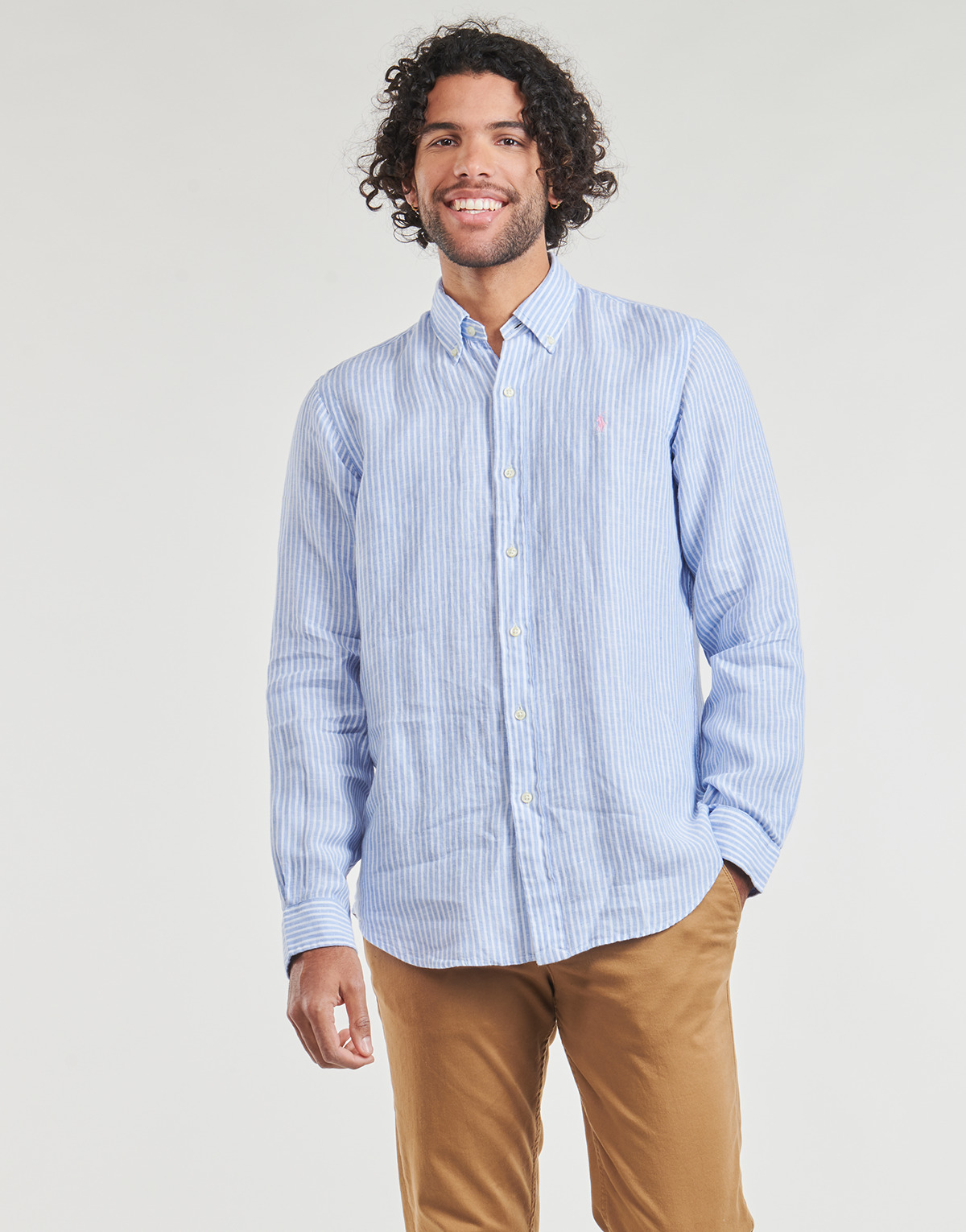 Textil Homem Camisas mangas comprida Polo Ralph Lauren CHEMISE COUPE DROITE EN LIN Multicolor