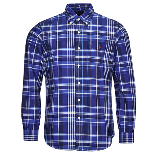 Textil Homem Camisas mangas comprida Corpatch polo shirt CHEMISE COUPE DROITE EN OXFORD Azul