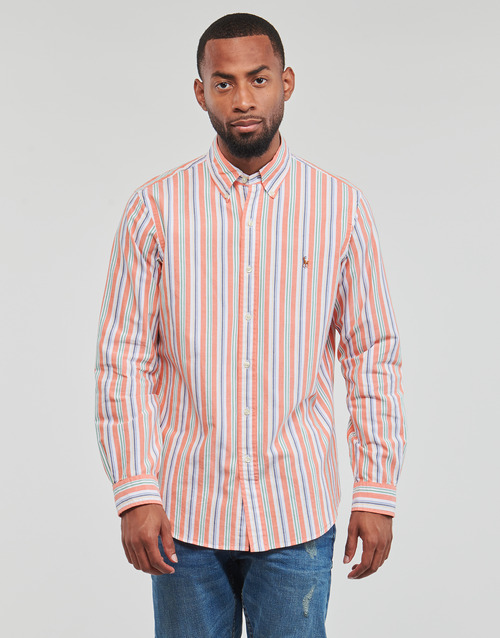 Textil Homem Camisas mangas comprida Men's Adidas Textured Stripe Polo CHEMISE COUPE DROITE EN OXFORD Multicolor