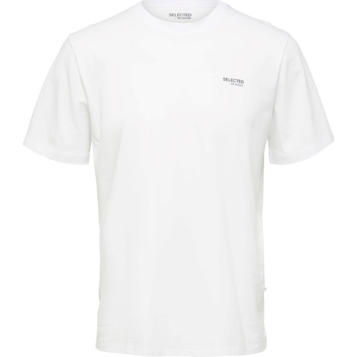 Textil Homem T-Shirt Sleeveless mangas curtas Selected Aspen Logo Tee Branco