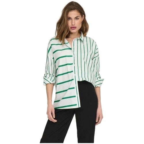 Textil Mulher Tops / Blusas Only Camisa Nina Lora L/S - Creme/Amazon Verde
