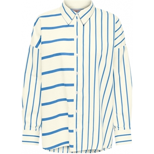 Textil Mulher Tops / Blusas Only Camisa Nina Lora L/S - Creme/Provedence Azul