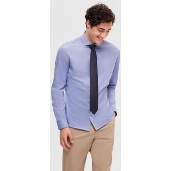 Textil Homem Camisas mangas comprida Selected 16090208 SLIM BOND-CASFMERE BLUE Azul