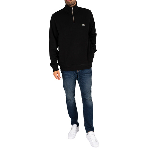 Lacoste Sweatshirt de algodão com gola 1/4 Zip Preto
