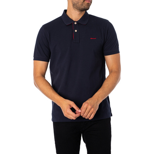 Gant Camisa pólo regular em piqué com contraste Azul