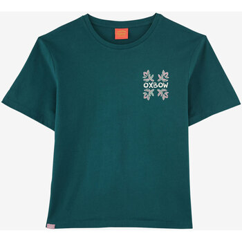 Textil Mulher Cotton Jersey T-shirt W Vinyl Logo Oxbow Tee Verde