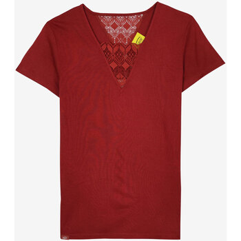 Textil Mulher Cotton Jersey T-shirt W Vinyl Logo Oxbow Top TIA Vermelho