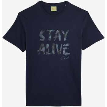 Textil Homem Cotton Jersey T-shirt W Vinyl Logo Oxbow Tee Azul