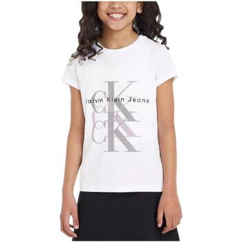 Textil Rapariga T-Shirt mangas curtas Sndl Calvin Klein Jeans  Branco