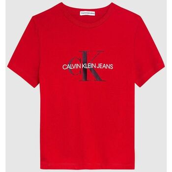 Textil Criança T-shirts e Pólos Calvin Klein amp JEANS IU0IU00068 LOGO T-SHIRT-XND FIERCE RED Vermelho