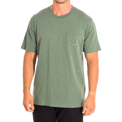 T-Shirt aus reiner Baumwolle mit Streifen und Tasche