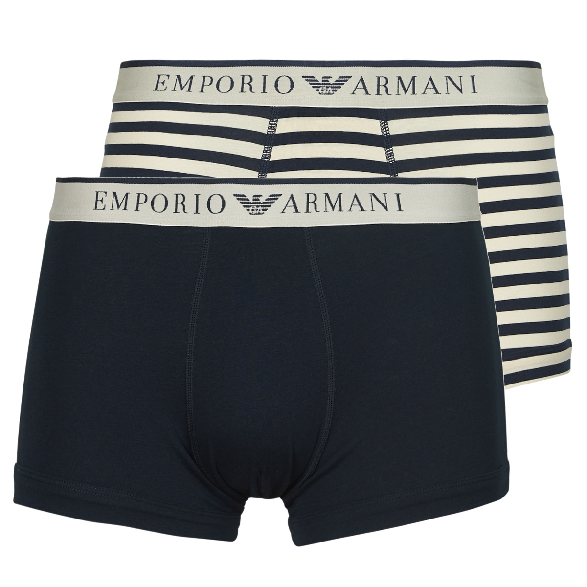 Roupa de interior Homem emporio armani logo tape zip up hoodie item YARN DYED STRIPES X2 Marinho / Bege