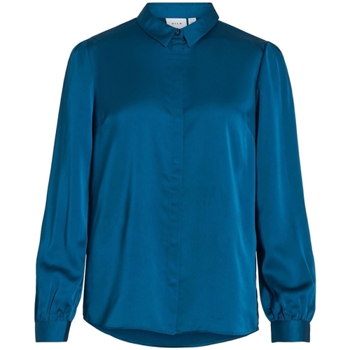 Textil Mulher Calças Naba 7/8 - Dark Grey Vila Noos Camisa Ellette Satin - Moroccan Blue Azul