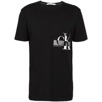 Textil Homem T-Shirt mangas curtas Calvin Klein linear JEANS  Preto