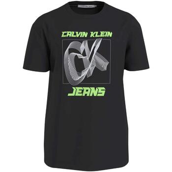 Textil Homem T-Shirt mangas curtas Calvin Logo Klein Jeans  Preto