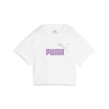 Textil Rapariga T-Shirt mangas curtas Puma GRILS LOGO CROPPED TEE Branco
