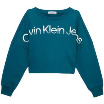 Textil Rapariga Sweats Calvin Klein Vit sweatshirt i mesh med logga  Verde