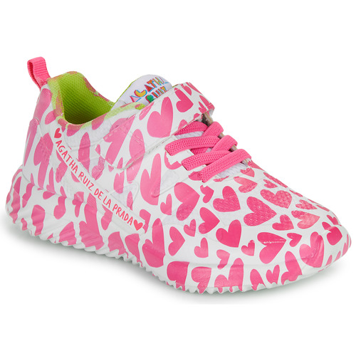 Sapatos Rapariga Sapatilhas Agatha Ruiz de la Prada dot DEPORTIVO CORAZONES Branco / Rosa
