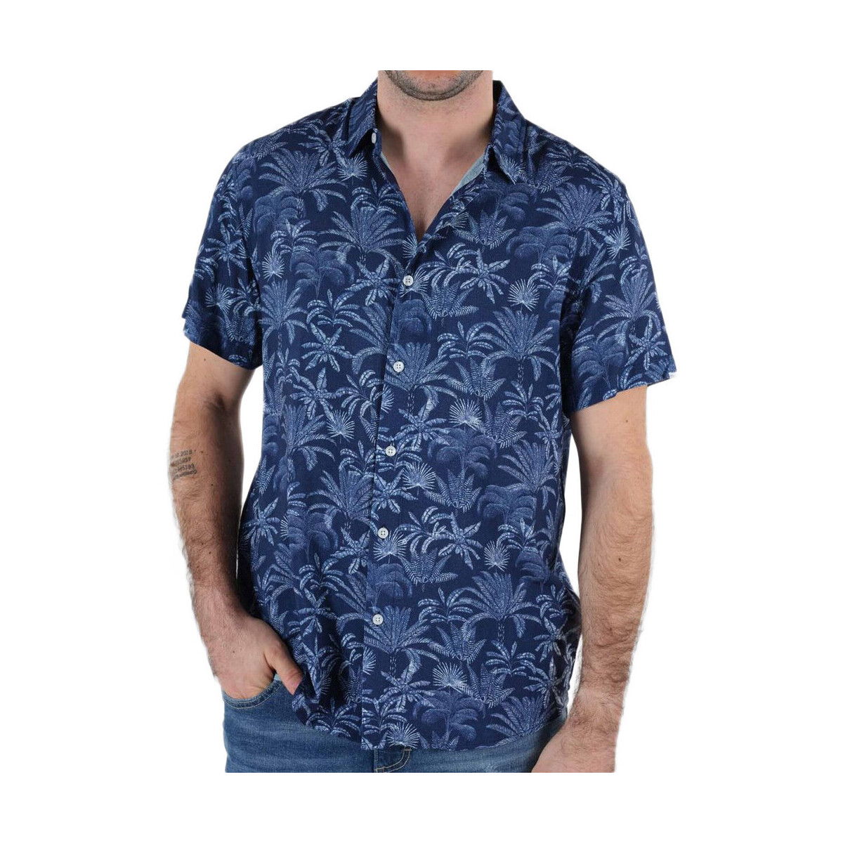 Textil Homem Camisas mangas curtas Deeluxe  Azul