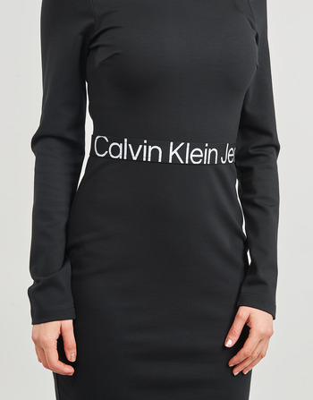 Calvin Klein Jeans LOGO ELASTIC MILANO LS DRESS Preto