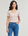 Textil Mulher T-Shirt mangas curtas Calvin Klein Jeans WOVEN LABEL RIB V-NECK TEE Bege