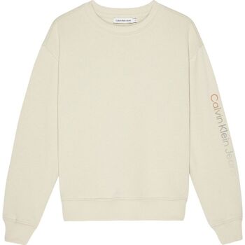 Textil Criança Sweats Calvin Klein Vit sweatshirt i mesh med logga IU0IU00434 INSTITUTIONAL-ACI CLASSIC BEIGE Bege