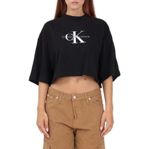 Textil Mulher T-Shirt mangas curtas Calvin Klein Jeans J20J222120 Preto