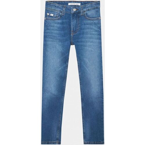Textil Rapaz Calças de ganga Calvin Klein Jeans IB0IB01716 SLIM-1A4 MID BLUE Azul