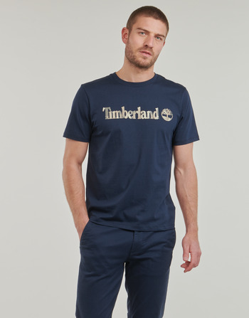 Timberland Camo Linear Logo Short Sleeve Tee Marinho