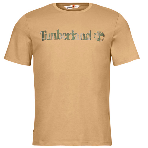 Textil Homem T-Shirt mangas curtas beauty Timberland Camo Linear Logo Short Sleeve Tee Bege