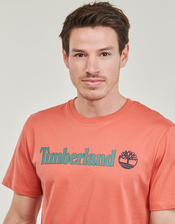 Timberland Linear Logo Short Sleeve Tee Castanho