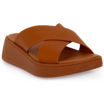 Sapatos Mulher Chinelos FitFlop F Mode Leather Platform Cross Castanho